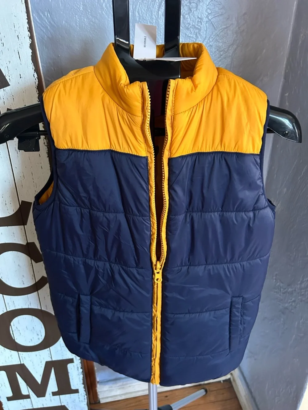 Janie and Jack Navy & Yellow Puffer Vest
